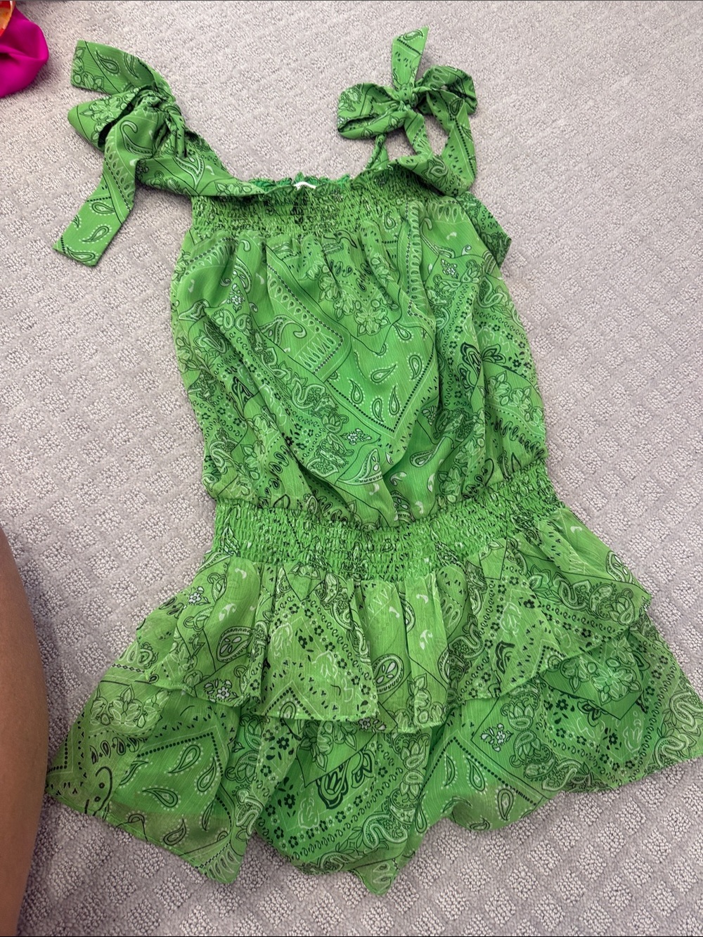 Amanda Uprichard Green Paisley Mini Dress